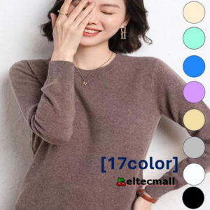 [오늘출발] 엘텍몰 라운드넥 여성 니트 티셔츠 물결폴라티 여성캐시미어니트 17 COLOR