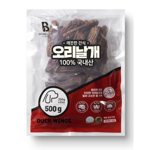 빈즈라이크 오리날개 강아지 간식, 오리날개맛, 500g, 5개