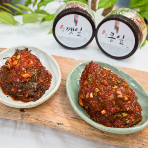 [국산]밥도둑 콩잎김치 깻잎김치 고추김치 무말랭이, 1번)콩잎김치400g, 400g, 1개