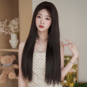 키라비 가발 여성 수제 통가발 가르마 스트레이트 긴머리 75cm SZ2065, 1세트, 수제통가발 SZ-2065(블랙탠)75cm