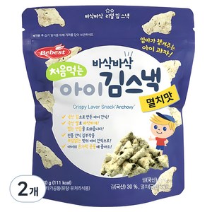 베베스트 처음먹는 아이 김스낵, 멸치맛, 20g, 2개