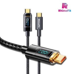 라이노핏 USB C to C 100W PD 고속 충전 투명 디스플레이 케이블 (1.2M)/(2M), 2개, 1.2m