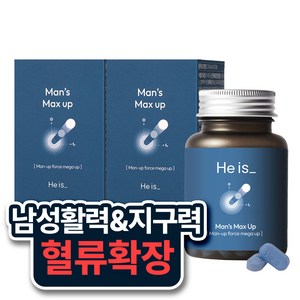 히이즈 맨즈 맥스업 남성 스태미너 & 혈류확장 블랙마카 정력, 2개, 60정