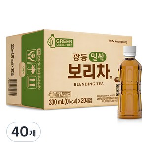 광동제약 밀싹 보리차 그린 무라벨, 330ml, 40개