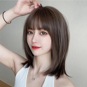 하이유니 엘리 레이어드 컷 중단발 헤어 통가발 40cm, 쿨브라운 - 통가발+거치대+가발망, 1개