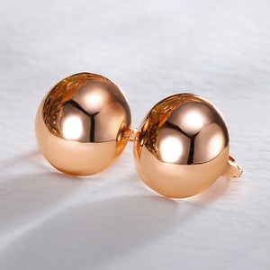 14K 라운드빈 귀걸이 9.5mm 볼드한 원형 볼 링 원터치 여자 귀걸이