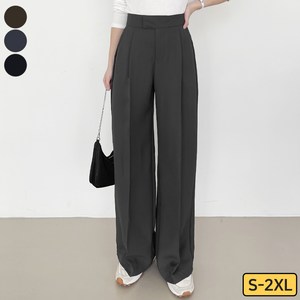 여리진 여성용 핀턱 와이드 일자 슬랙스 키작녀 팬츠 촤르르 바지 빅사이즈까지 S~2XL