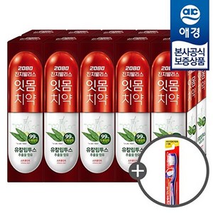 애경 [비밀] 2080 유칼립투스 진지발리스 치약 150g x10개 +칫솔1입 증정, 후레쉬민트, 10개