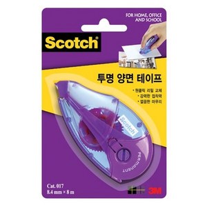 3M 스카치 한 손으로 쓰는 양면 테이프 017D 8.4mm x 8m, 투명, 3개