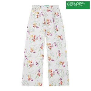 베네통 Flower-patterned cotton pants 2S 4NFWDE00B 901