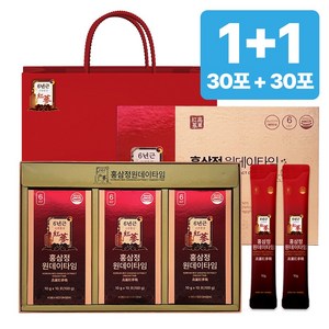 [1+1한정특가] 6년근 홍삼정 홍삼 명절선물 완판10만박스 쇼핑백 유산균 포함 플라이삼육오(주), 2개, 300ml