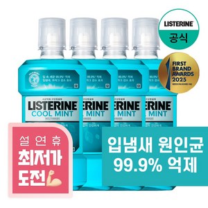 리스테린 쿨민트 구강청결제, 750ml, 4개