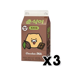 춘식이 초코우유 팩음료 500ml x 3개