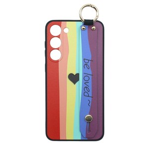 신서엔코 갤럭시S23케이스 갤럭시S23플러스케이스 갤럭시S23울트라케이스 Galaxy Phone Case SCS-1538 하트 레인보우 핸드 스트랩 휴대폰 케이스