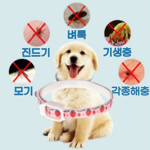 강아지 고양이 모기 진드기 해충퇴치 목걸이, 딸기S, 1개