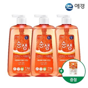 순샘 [애경] 주방세제 용기 1kg X 3개+200ml 증정 (베이킹소다피톤치드/구연산자몽 택1), 3개