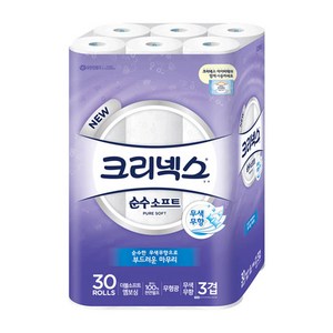 크리넥스 천연펄프 순수 3겹 소프트 롤화장지, 27m, 30개입, 1개