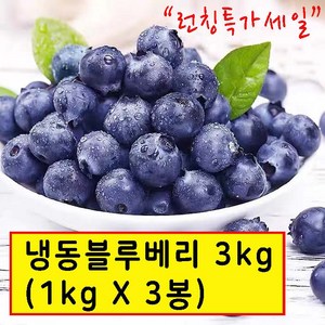 wtm 냉동블루베리 1kg*3봉 냉동과일, 3개, 3kg