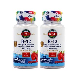 KAL B 12 메틸코발라민 아데노실코발라민 혼합 베리 2 000mcg 마이크로정, 60정, 2개