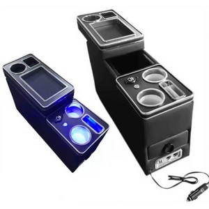 스타렉스 콘솔박스 수납함 수납 튜닝 차량 콘솔 센터 밴 보관함, 베이지 전면 및 후면 USB+LED 조명