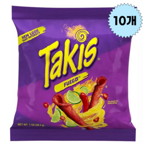 타키스 후고 핫칠리 페퍼 라임 또띠아 칩스 스낵사이즈 Takis Fuego Snack Size, 28g, 10개