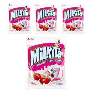 [밀키타] Milkita 캔디 스트로베리 밀크, 80g, 4개