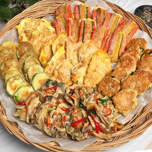 [당일조리] 30년 전통 엄마손맛 모듬전5종 꼬지전 동그랑땡 동태전 버섯야채전 호박전, 1세트, 1.5kg