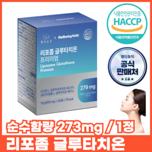 리포좀 글루타치온 식약청인증 웰빙홀릭 HACCP순수함량273mg, 1개, 30정