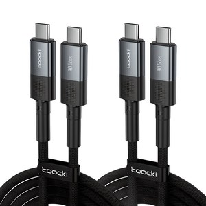 Toocki USB4 8K 썬더볼트4 호환 40Gbps PD C타입-C타입 240W 1m 충전케이블, 그레이, 2개