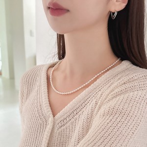 진주모아 미니 천연 담수 진주목걸이 밥풀 쌀알 3mm 4mm