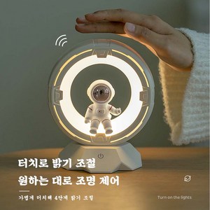 우주인 LED 무선 책상 스탠드 무드등 조명 4.4W 소형 침실 수면등 TD922, 화이트