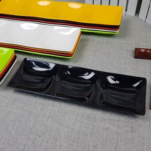 컬러 멜라민 3절 찬기 3칸 반찬, 컬러멜라민 웰빙3절찬기소 G-5031, 검정, 1개