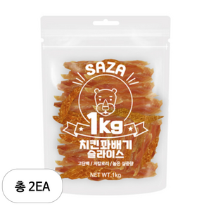 다이아몬드펫 사자 강아지 대용량 실속형 간식, 치킨꽈배기슬라이스, 1kg, 2개