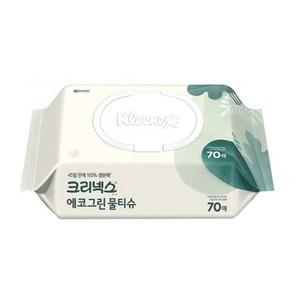 크리넥스 에코 그린 물티슈 캡형 랜덤 발송, 50g, 70매입, 10개