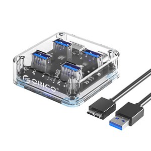 오리코 4 in 1 투명 5Gbps Type-C USB 3.0 허브 MH4UC, Micro B to USB-A, 50cm, 1개