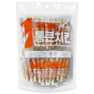 먹보 강아지 대용량 실속 상품 치킨 오리 육포 간식, 1개, 1kg, 치킨 사사미껌