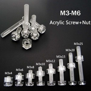 50세트 아크릴 투명 플라스틱 나일론 M3-M6 원형 필립스 헤드 나사 볼트 + 너트, m6x8mm, 50개