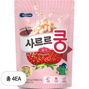 베베쿡 유아용 사르르쿵 과자, 딸기맛, 23g, 4개