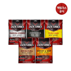 잭링크스 버라이어티팩 100gX5팩 (마누카+페퍼드+데리야끼+오리지널+스윗앤핫) 육포 소고기육포, 5개, 100g