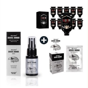 [펜시라벨] 리얼맨도스 롱타임 킵클린 포맨 스프레이 20ml + 도스 30000 1box(10p) + 쎈놈 1box(10p) [강한 남성 필수 아이템], 1세트