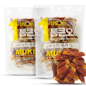 먹보 강아지 대용량 실속 상품 치킨 오리 육포 간식, 2개, 1kg, 오리 고구마