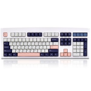 QSENN DT35 104 PBT 풀윤활 가스켓 유무선 기계식 키보드, 화이트 오테뮤, 큐센 DT35 104, 저소음 크림옐로축