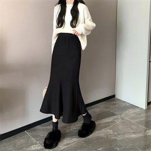 아이엠몽 여성용 카유 니트 머메이드 밴딩 스커트