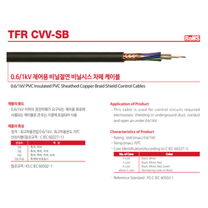 광일전선 TFR-CVV-SB편조선 2.5SQX2C 10M~ 절단판매 제어선 제어용 비닐절연 비닐시스 차폐 케이블, 1개