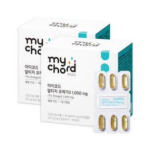 마이코드 알티지 오메가3 1000mg 60캡슐 x2박스 (2개월), 6개, 120정