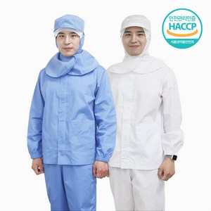 [쿡셰프] HACCP 위생복 상하의세트 식품공장 작업복 상하의 세트(블루/화이트)