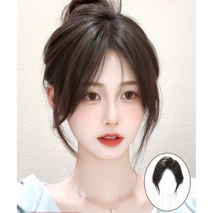 키라비 여자 정수리 앞머리 가발 100% 인모 수제 부분가발 YH316, YHP316가르마B(모카브라운9x9), 1개, YHP316가르마B(모카브라운9x9) 1개