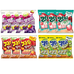 오리온 자두 + 리찌 + 포도 +키위216g 알맹이젤리 4종, 3세트, 216g