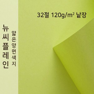 뉴씨플레인 종이문화 얇은 양면색지 120g 32절 낱장 1매 No.07 배추색, 1장