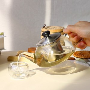 스위티 꿀단지 티포트 내열유리 스텐거름망 550ml ST8027, 1개, 투명